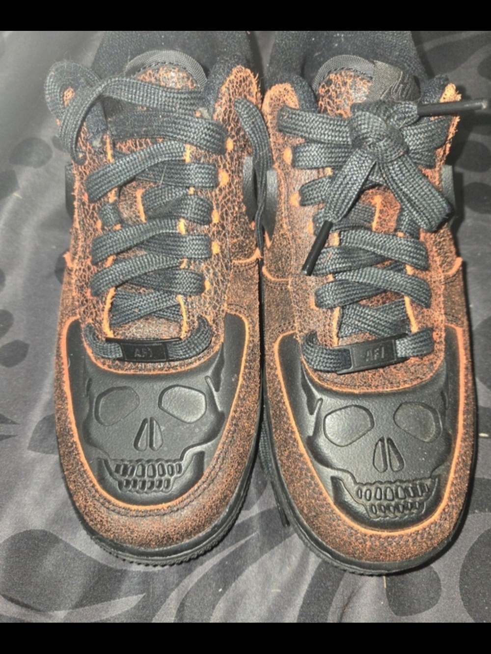 Nike Air Force 1 Low Retro QS Halloween Skull And Orange Crackle - Picture 3 of 6
